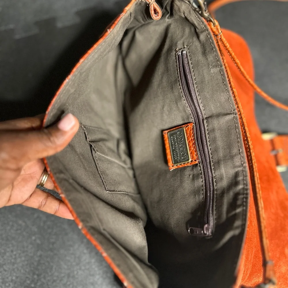 Capaccioli Y2K Orange Leather Wristlet - Picture 7 of 8